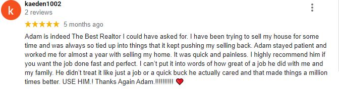 Five-star Google review of Sell My House Fast ENC from an Eastern NC home seller