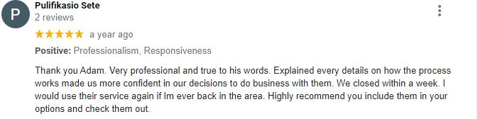 Google review from Pulifikasio Sete: professional, closed within a week